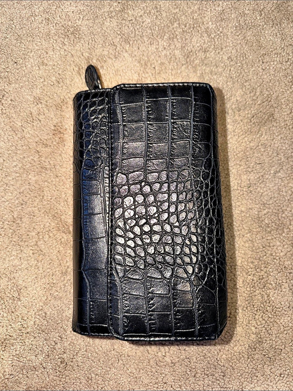 Black Crocodile-Embossed Wallet lots of pockets and places for cards
